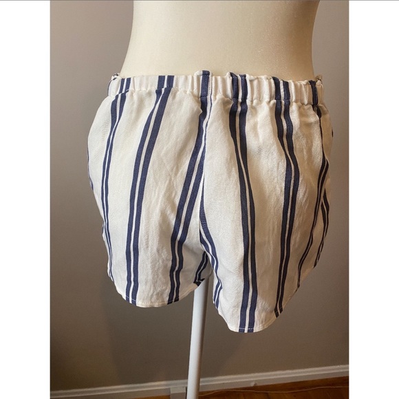 John Galt Brandy Melville navy blue and white stripped summer shorts - Picture 3 of 4
